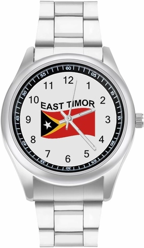 Flag of East Timor Casual Wrist Watches for Men Classic Business Dress Watch Big Face for Work Gym