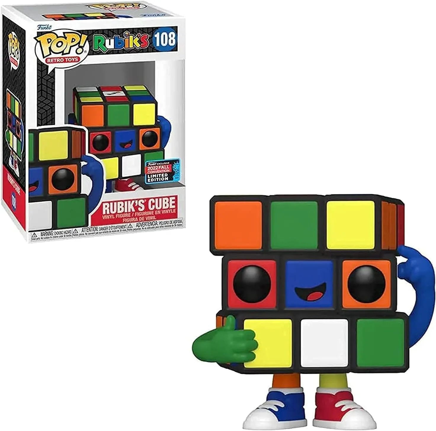 Funko Pop! Retro Toys: 2022 Rubik's Cube Convention Exclusive Puzzle Cube Vinyl Multicolor Figure #108