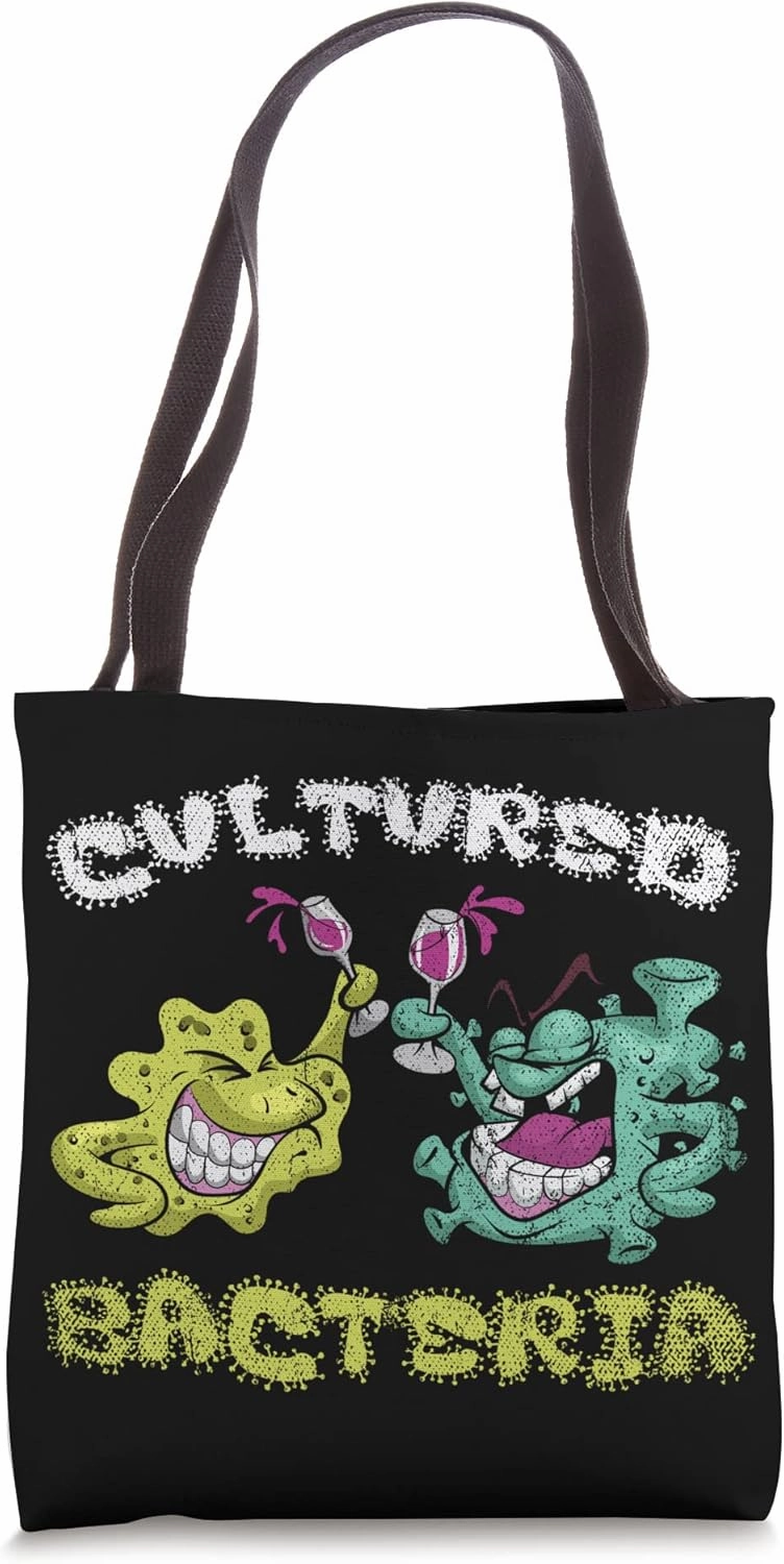 Funny Microbiology Biologist Wine Drinking Cultured Bacteria Tote Bag