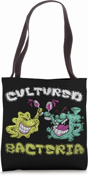 Funny Microbiology Biologist Wine Drinking Cultured Bacteria Tote Bag