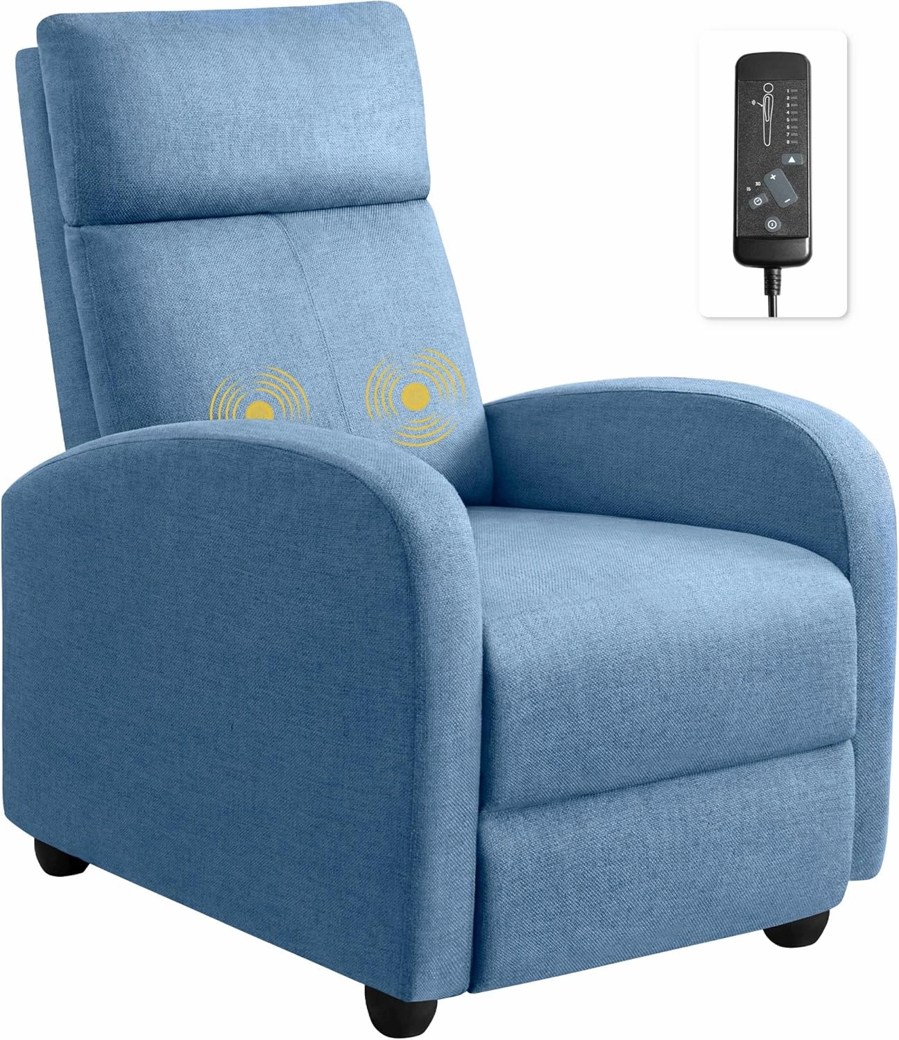Furniwell Massage Recliner Chair for Living Room Adjustable Fabric Reclining Chair Home Theater Seating Modern Winback Single Sofa for Adults with Footrest (Blue)