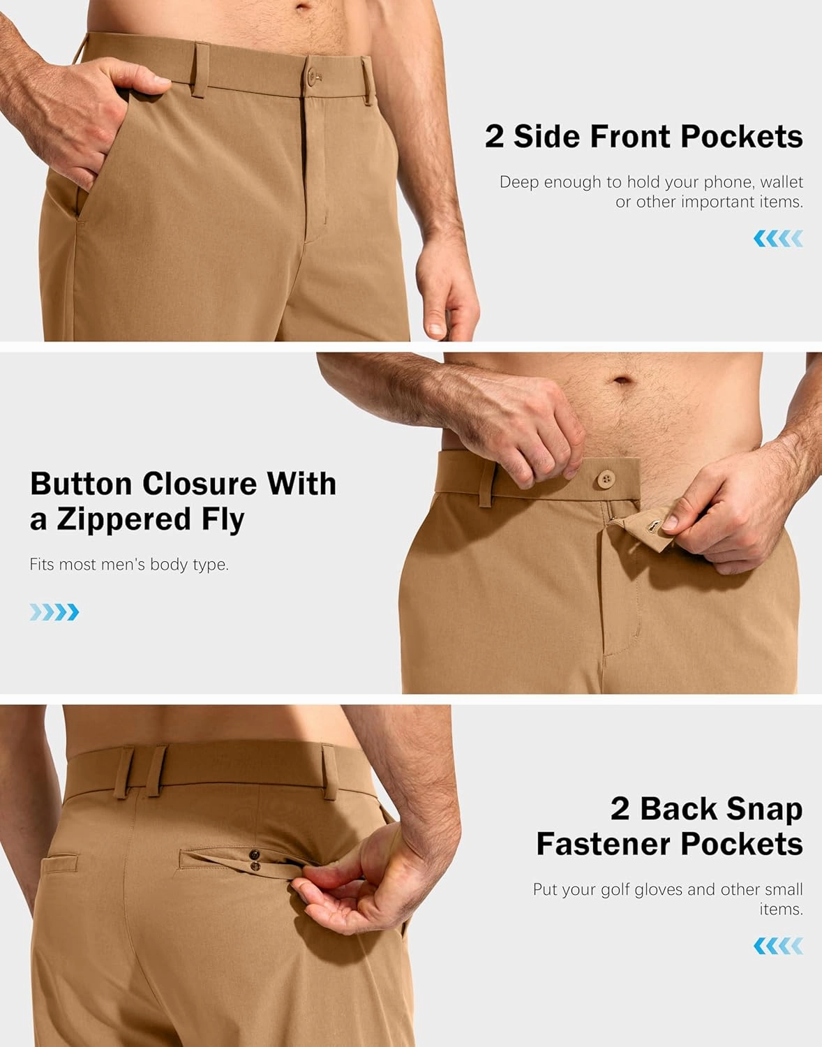 G Gradual Mens Golf Pants Stretch Dress Casual Pants 30"/32"/34" Lightweight Work Travel Slacks for Men with 4 Pockets