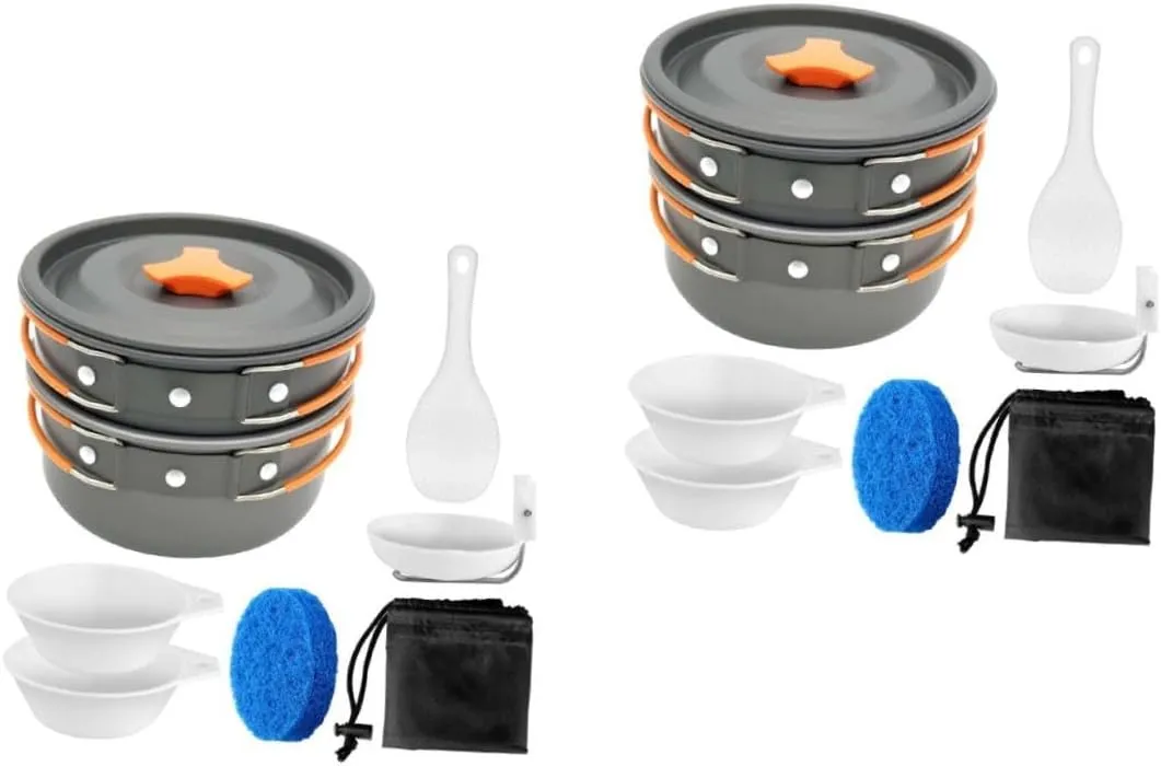Garneck Camping Cookware for People Non Stick Coating Heat Transfer Lightweight and Portable for Outdoor Camping