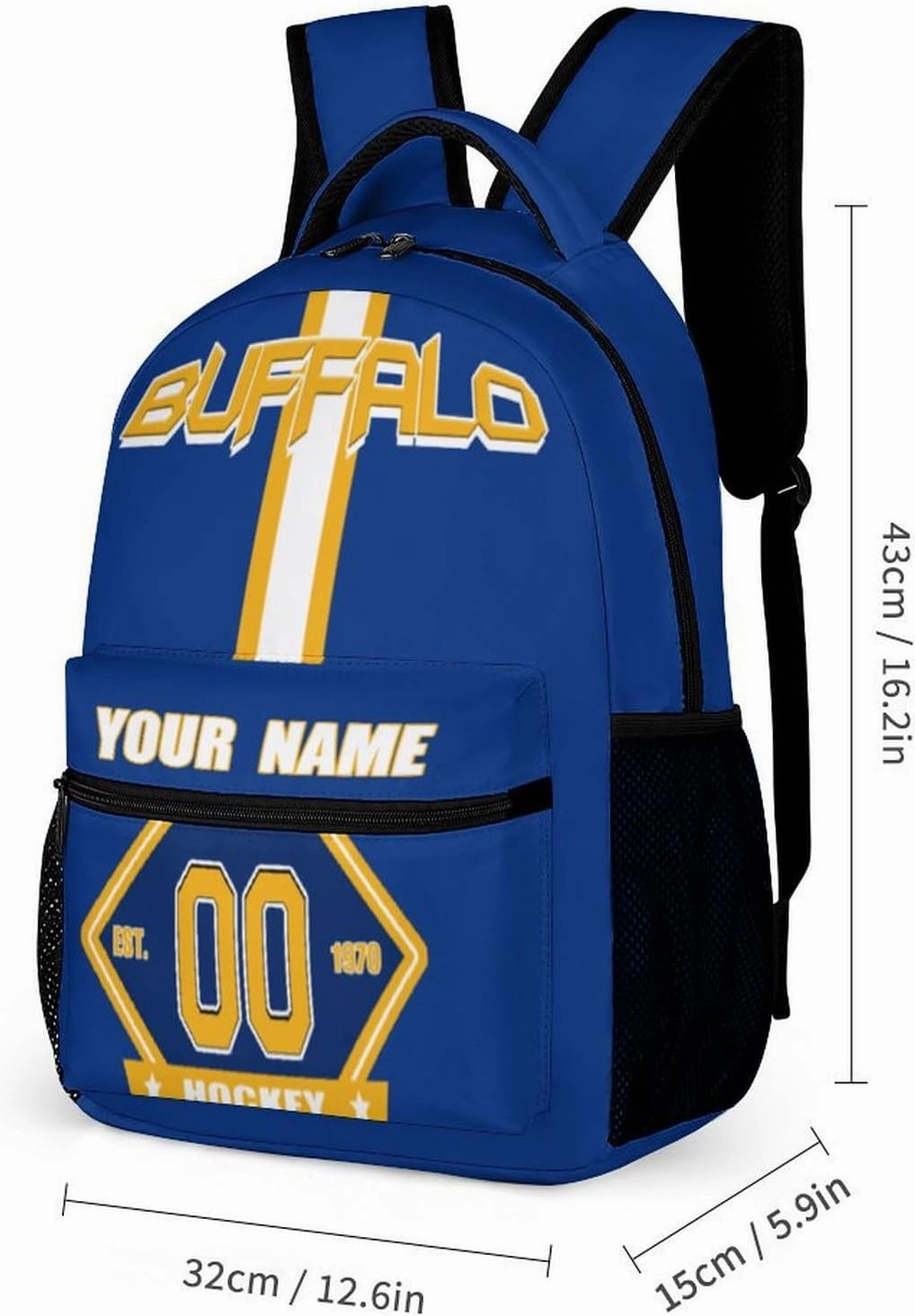 Generic Custom Backpack High Capacity Bag Hockey Fans Gifts for Teenager Men Women, Add Name & Number, Buf04-s