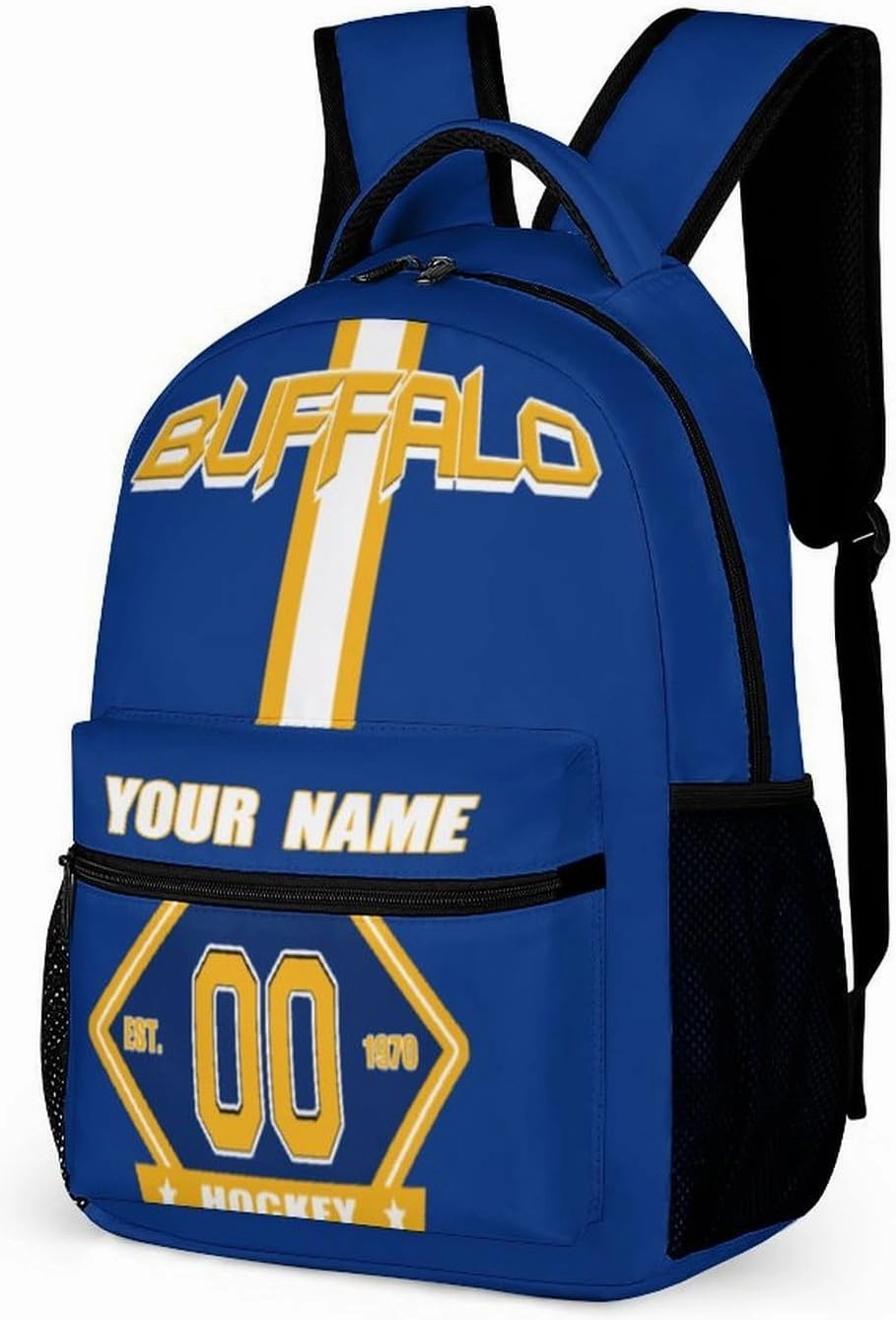 Generic Custom Backpack High Capacity Bag Hockey Fans Gifts for Teenager Men Women, Add Name & Number, Buf04-s