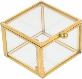 Glass Jewelry Keepsake Box Transparent Decorative Storage Case with Lid for Rings Earrings Bracelets Trinkets Stylish Home Organizer for Jewelry Display and Storage