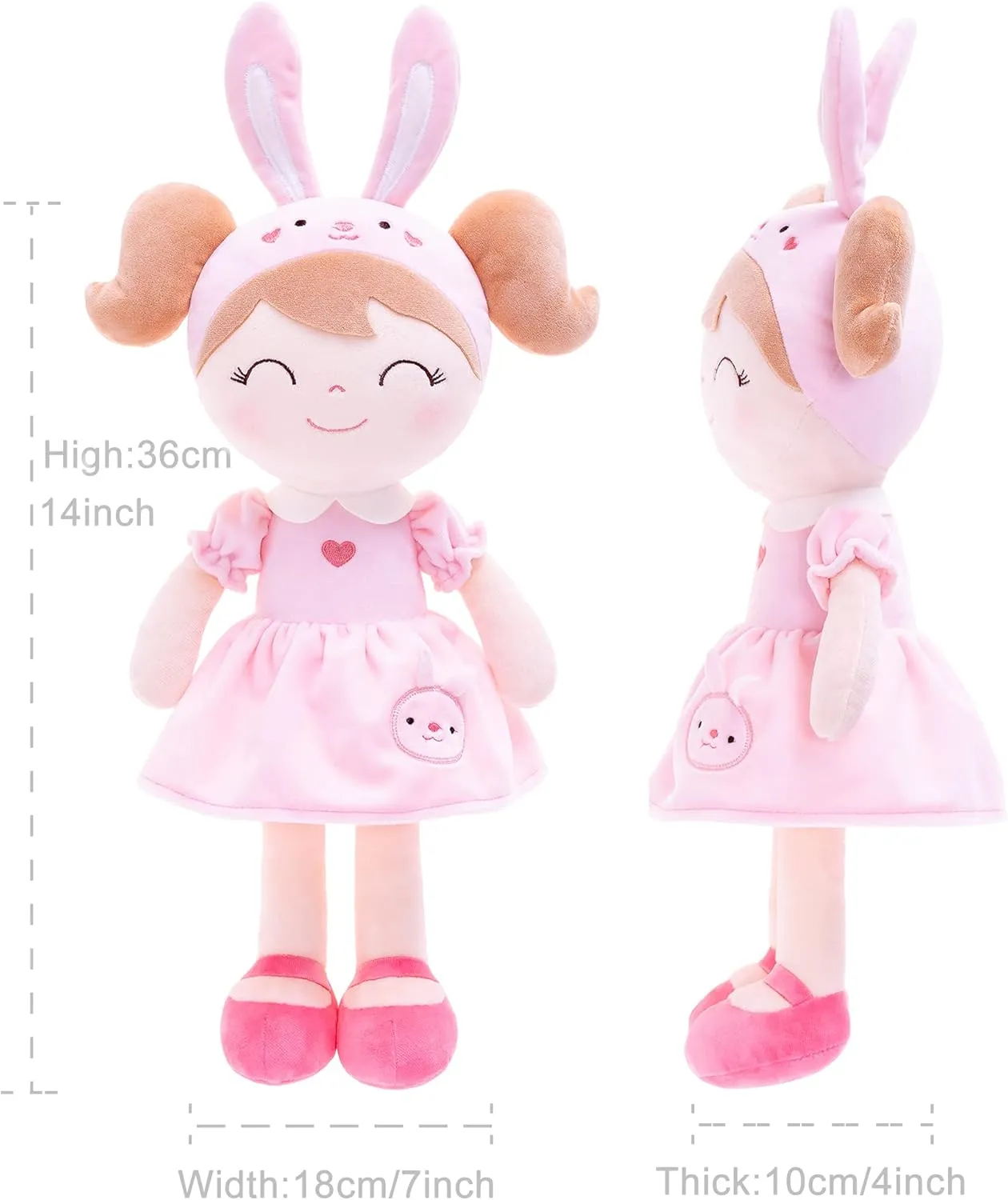 Gloveleya Personalized Doll with Your Name - Cute Pink Bunny Custom Soft Plush Doll for Girls Plush Doll Customized Gifts - Muñecas de Trapo Personalizadas para Niñas