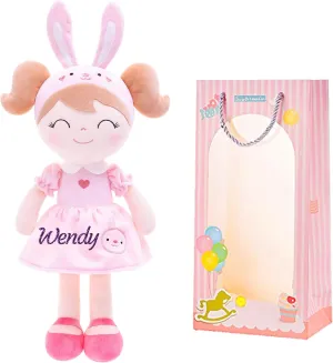 Gloveleya Personalized Doll with Your Name - Cute Pink Bunny Custom Soft Plush Doll for Girls Plush Doll Customized Gifts - Muñecas de Trapo Personalizadas para Niñas