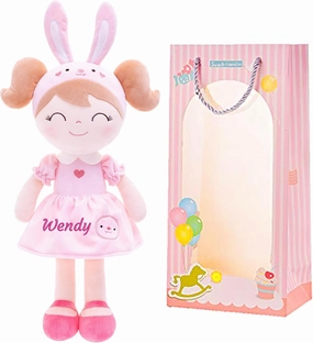 Gloveleya Personalized Doll with Embroidered Name - Pink Bunny Custom Plush Doll for Girls Cute Plush Doll Customized Gift - Muñecas de Trapo Personalizadas para Niñas