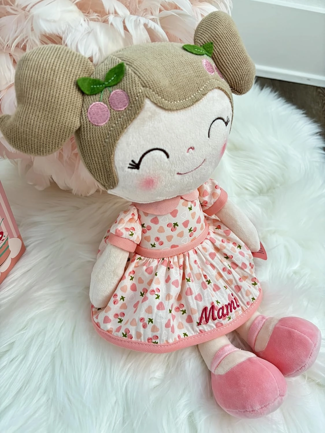 Gloveleya Personalized Doll with Embroidered Name - Pink Bunny Custom Plush Doll for Girls Cute Plush Doll Customized Gift - Muñecas de Trapo Personalizadas para Niñas