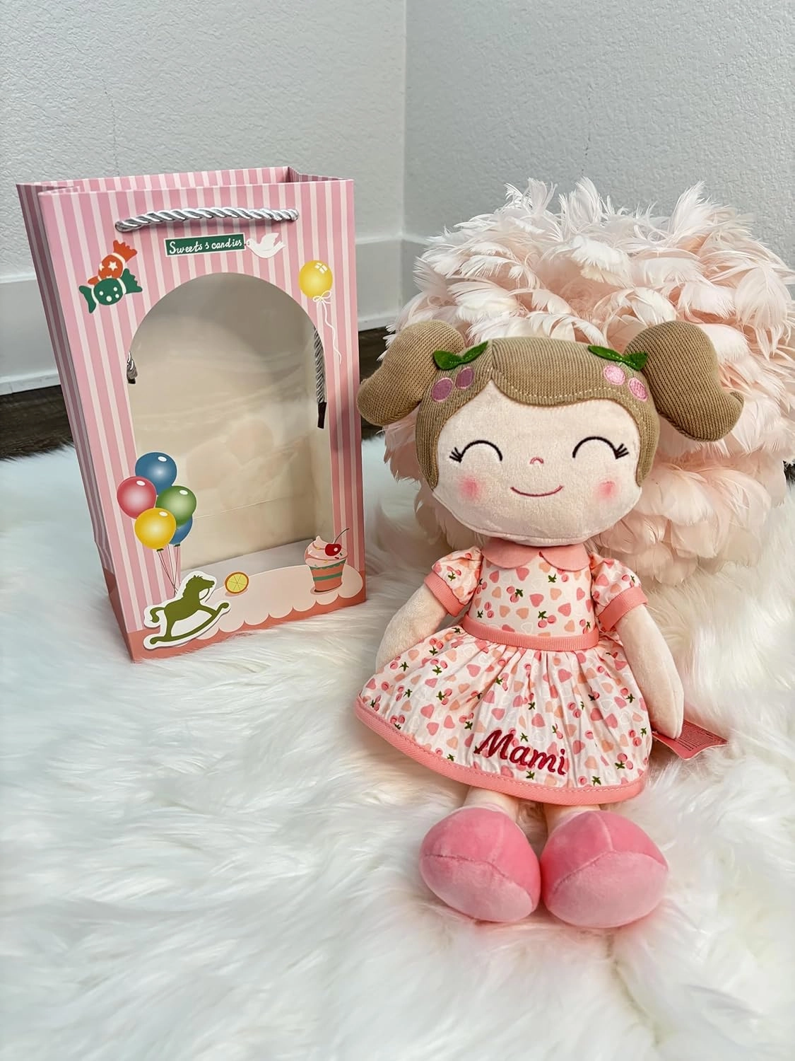 Gloveleya Personalized Doll with Embroidered Name - Pink Bunny Custom Plush Doll for Girls Cute Plush Doll Customized Gift - Muñecas de Trapo Personalizadas para Niñas