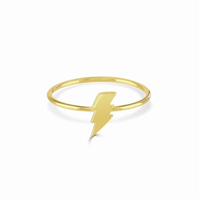 Gold Dainty Lightning Stacking Ring