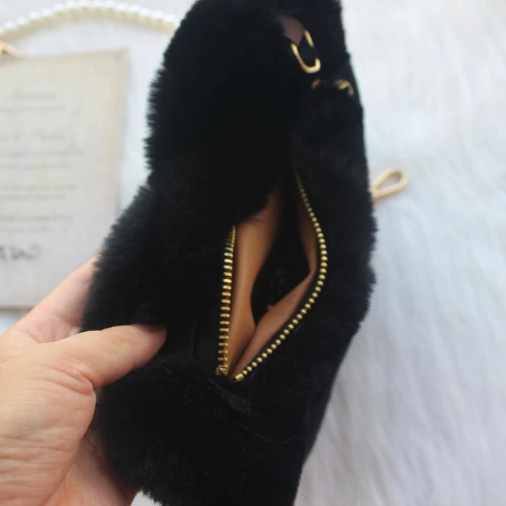 Gothic Lolita Handbag Lace Bow Purse Plush Handle Bag Heart Shaped Handbag Wallets for Women