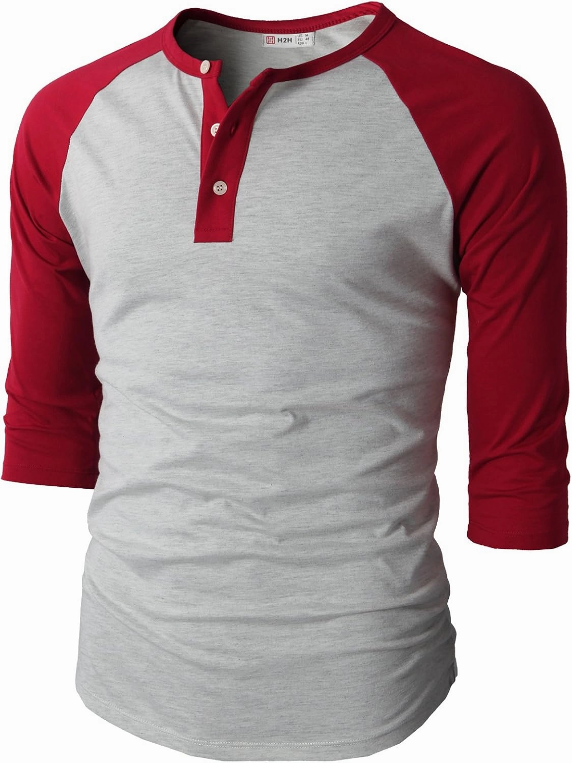 H2H Mens Casual Slim Fit T-Shirts Henley Shirts Raglan Long & 3/4 Sleeve Jersey Baseball T Shirts