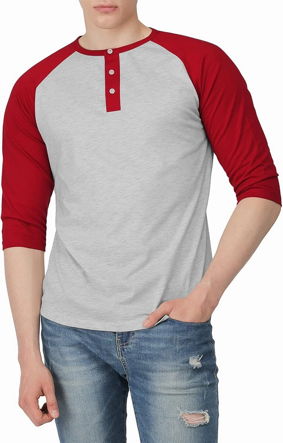 H2H Mens Casual Slim Fit T-Shirts Henley Shirts Raglan Long & 3/4 Sleeve Jersey Baseball T Shirts