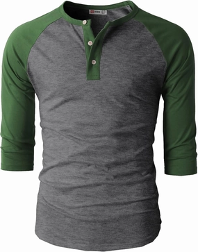 H2H Mens Casual Slim Fit T-Shirts Henley Shirts Raglan Long & 3/4 Sleeve Jersey Baseball T Shirts