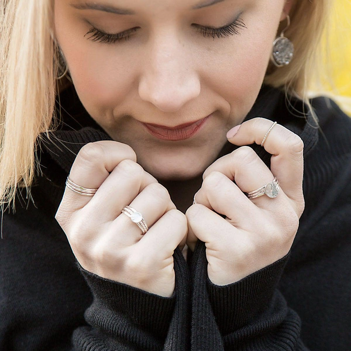 Hammered Disc Stacking Rings - Mixed Metals