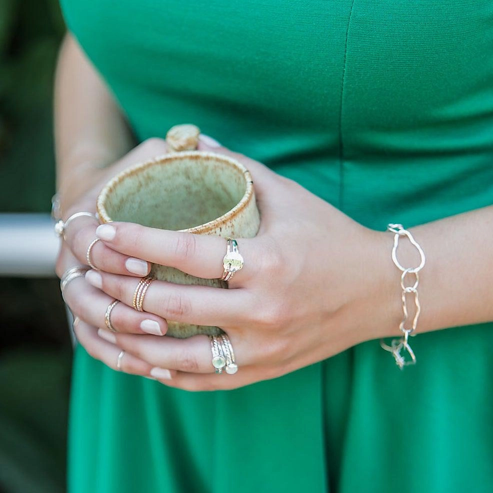 Hammered Disc Stacking Rings - Mixed Metals