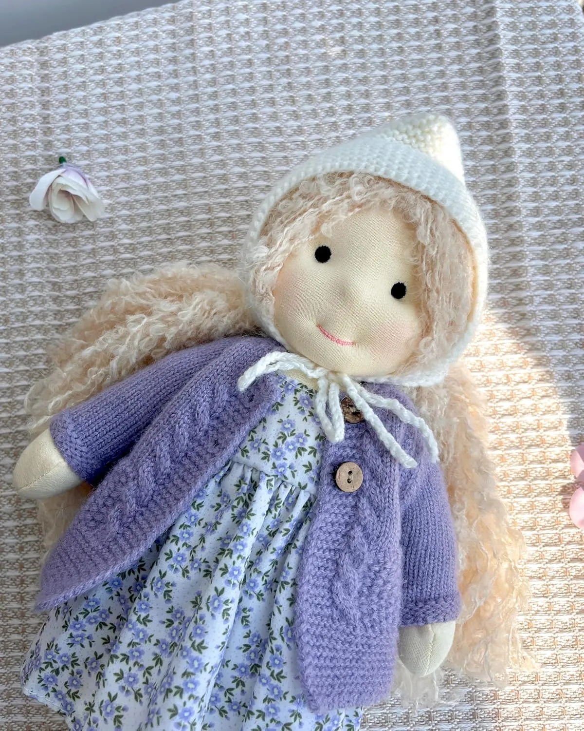 Handmade Waldorf Doll- Bunny 12", Soft Girl Rag Doll with Cute Stuffed Plush, Ideal First Doll for Babies & Toddlers