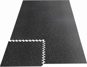 HAPBEAR 0.56'' Thick 12 Pcs 48 Sq Ft Exercise Equipment Mats - High-Density Rubber Top EVA Foam Interlocking Mats, 24x24in Tiles, Heavy-Duty Treadmill Mat for Hardwood Floors, Home Gym Mat