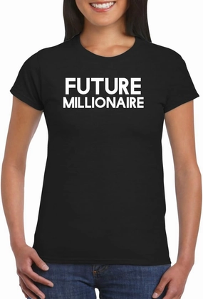 Harding Industries Future Millionaire - Women's Soft Graphic Junior Cut T-Shirt CP05 Black