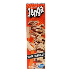 Hasbro Gaming Classic Jenga, Hardwood Blocks, Stacking Tower Game For Kids Ages 6 and Up, 1 or More Players