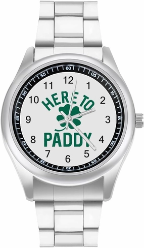 Here to Paddy Shamrock Casual Wrist Watches for Men Classic Business Dress Watch Big Face for Work Gym