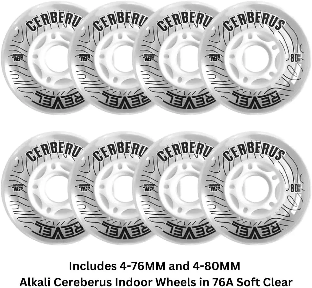 Hilo 4-76MM/4-80MM Indoor Inline Roller Hockey Wheels 8 Pack - 74A X-Soft 76A Soft