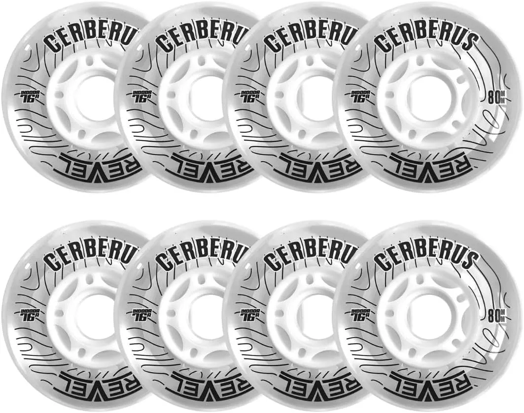 Hilo 4-76MM/4-80MM Indoor Inline Roller Hockey Wheels 8 Pack - 74A X-Soft 76A Soft