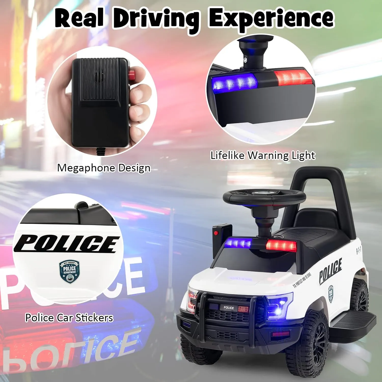 HONEY JOY Ride On Push Car, Licensed Mercedes Benz Push Cars for Toddlers w/Horn, Music, Lights, Under Seat Storage, Foot-to-Floor Ride On Fire Truck Toy for Kids Boys Girls