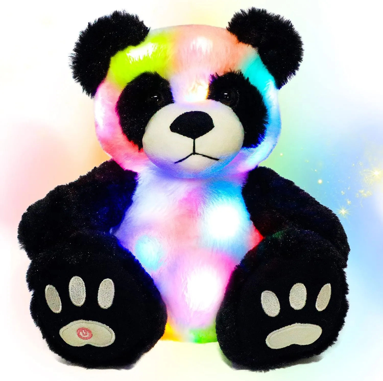 Hopearl LED Plush Panda Ultra Soft Lighting Up Bear Stuffed Animal with Big Feet Floppy Night Lights Glow in The Dark Birthday Gifts for Kids Toddlers, 10''