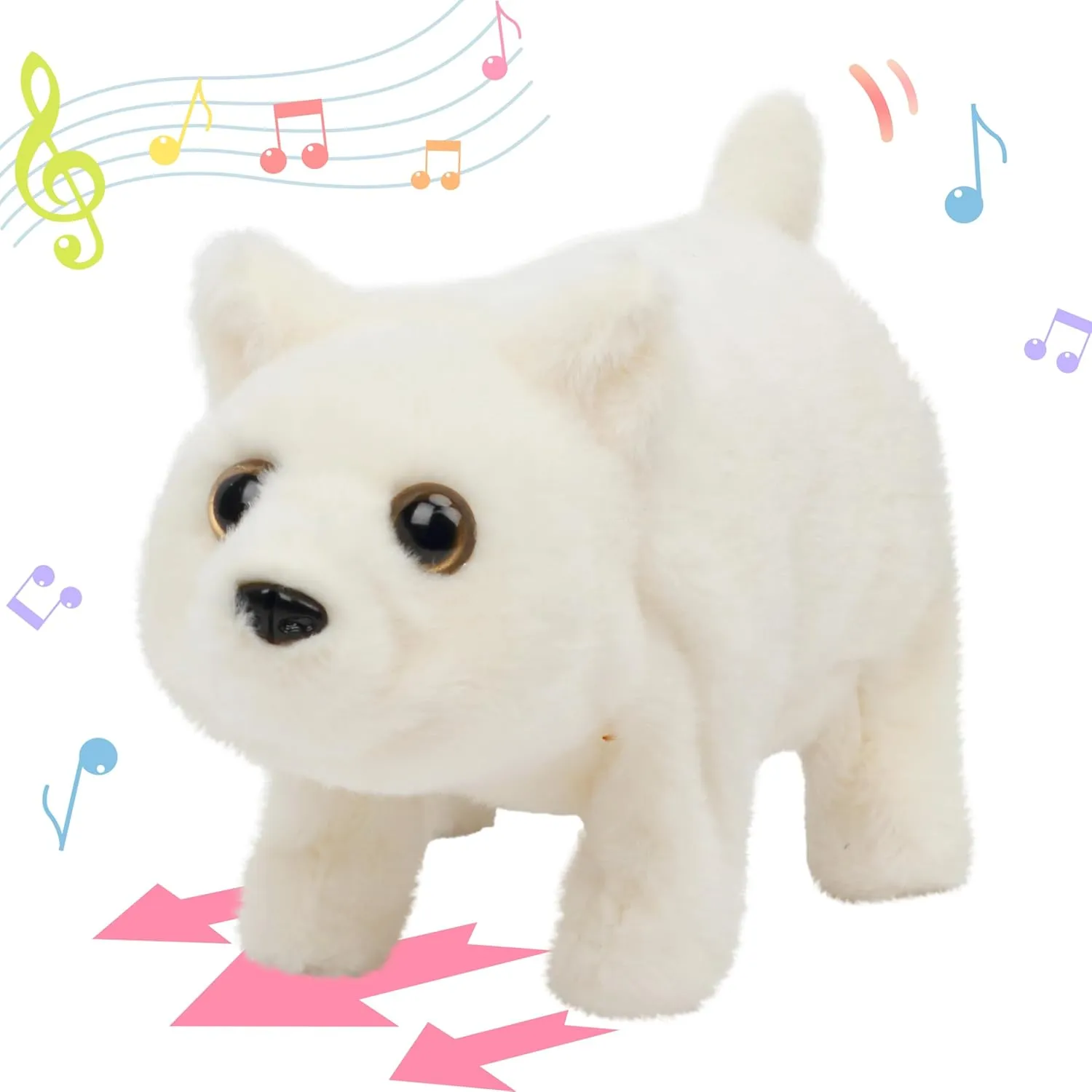 Hopearl Walking Polar Bear Interactive Electronic Pet Plush White Bear Toy with Sounds and Movements Animated Shaking Head Gifts for Toddlers Birthday, 9''