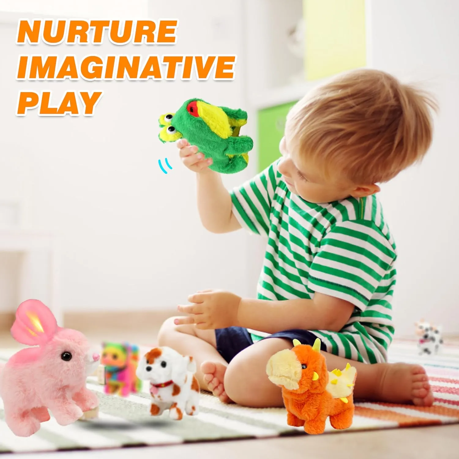 Hopearl Walking Polar Bear Interactive Electronic Pet Plush White Bear Toy with Sounds and Movements Animated Shaking Head Gifts for Toddlers Birthday, 9''