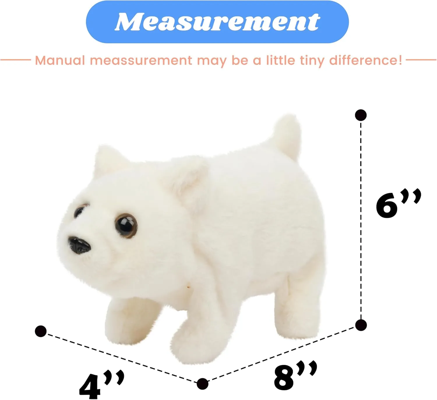 Hopearl Walking Polar Bear Interactive Electronic Pet Plush White Bear Toy with Sounds and Movements Animated Shaking Head Gifts for Toddlers Birthday, 9''