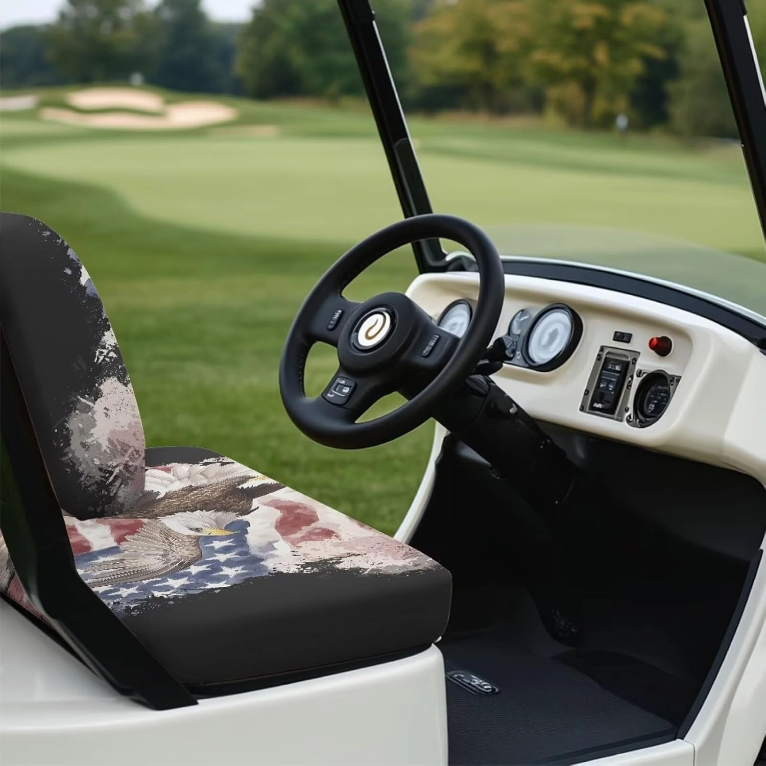 Horeset Golf Cart Front Seat Covers for Hot Weather, No Stapler Needed, Golf Cart Seat Covers Set Fit All Golf Cart Brand