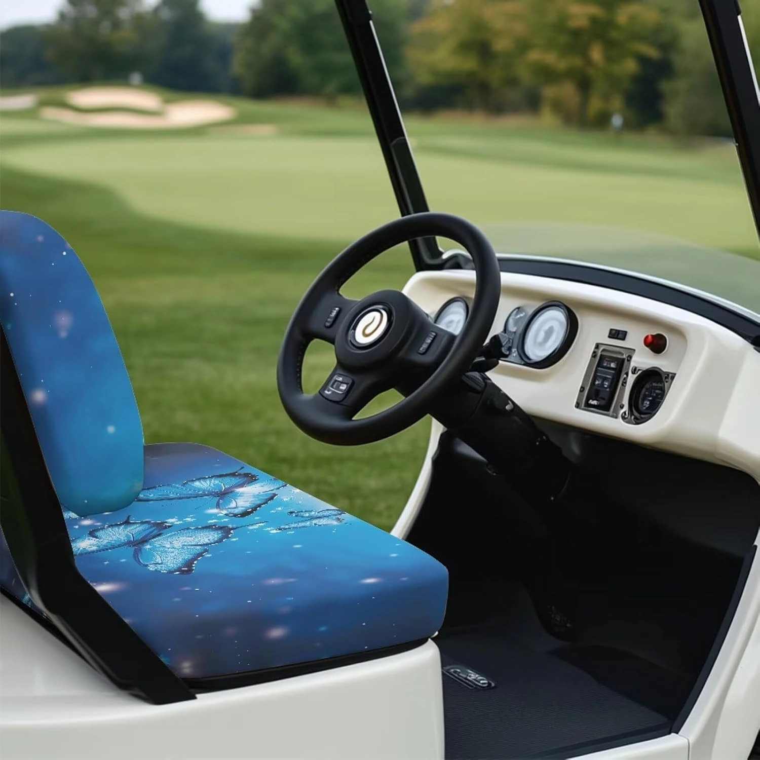 Horeset Golf Cart Front Seat Covers for Hot Weather, No Stapler Needed, Golf Cart Seat Covers Set Fit All Golf Cart Brand