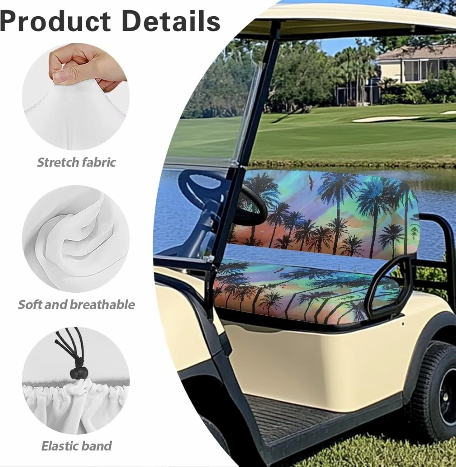 Horeset Golf Cart Seat Covers Set Breathable Golf Cart Seat Cover for Hot Weather Universal Fit for Daily Use