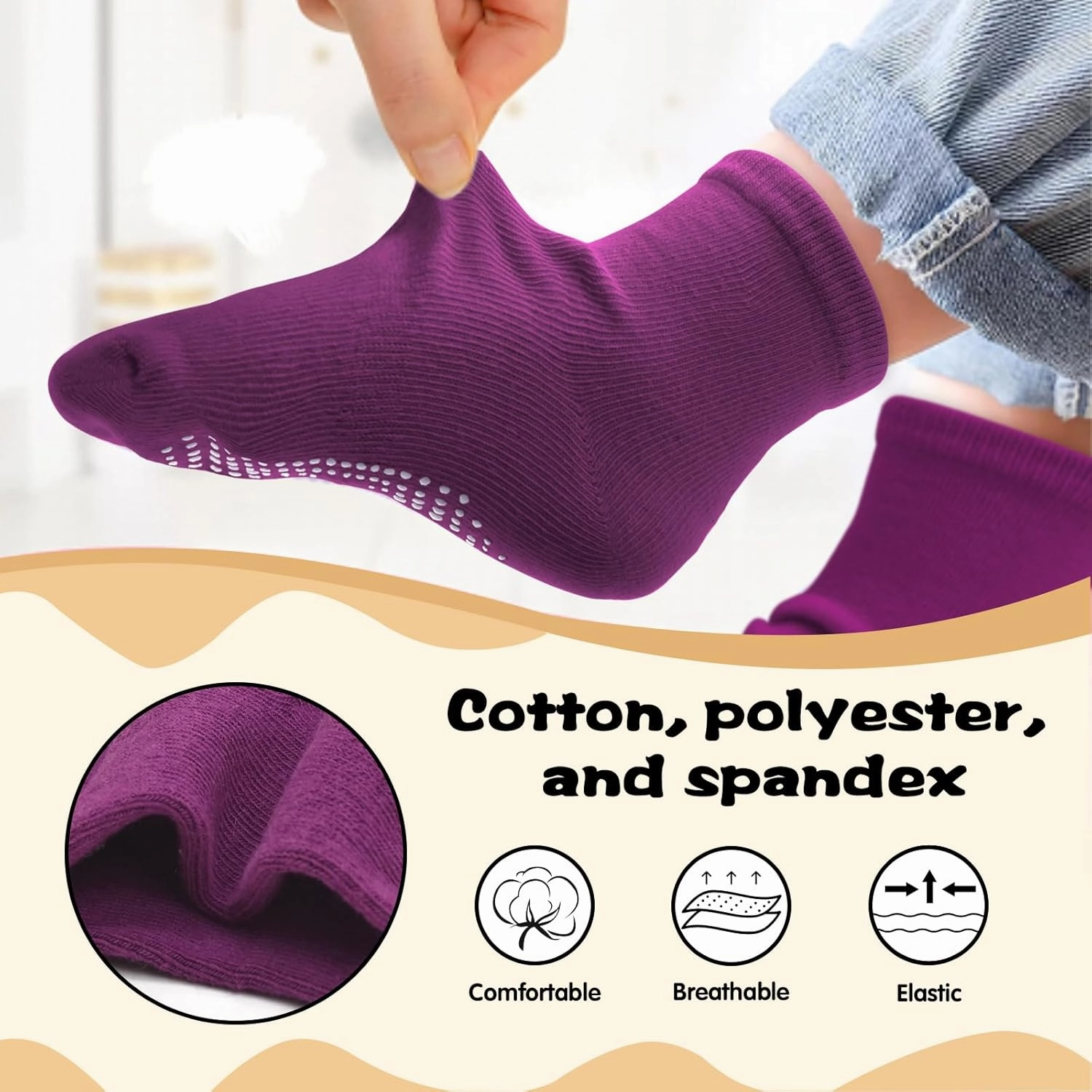 HYCLES Non-Slip Toddler Socks, Girl Grip Socks for 1-10 Years Kids Girls Boys Toddler Sock with Grippers