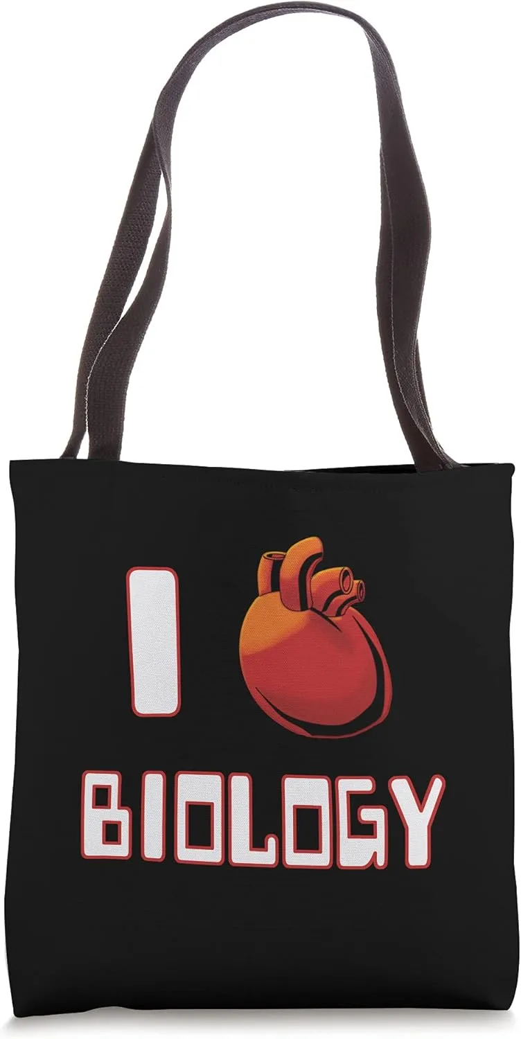 I Love Biology Heart Funny Biology And Science Tote Bag