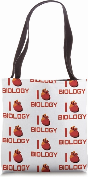 I Love Biology Heart Funny Biology And Science Tote Bag