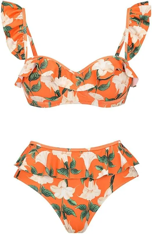IBAKOM Three Pieces Swimsuits for Women with Matching Wrap Skirt Swim Top Tummy Control Bikin Bottom Mesh Sheer Cover Ups