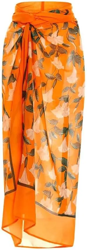 IBAKOM Three Pieces Swimsuits for Women with Matching Wrap Skirt Swim Top Tummy Control Bikin Bottom Mesh Sheer Cover Ups