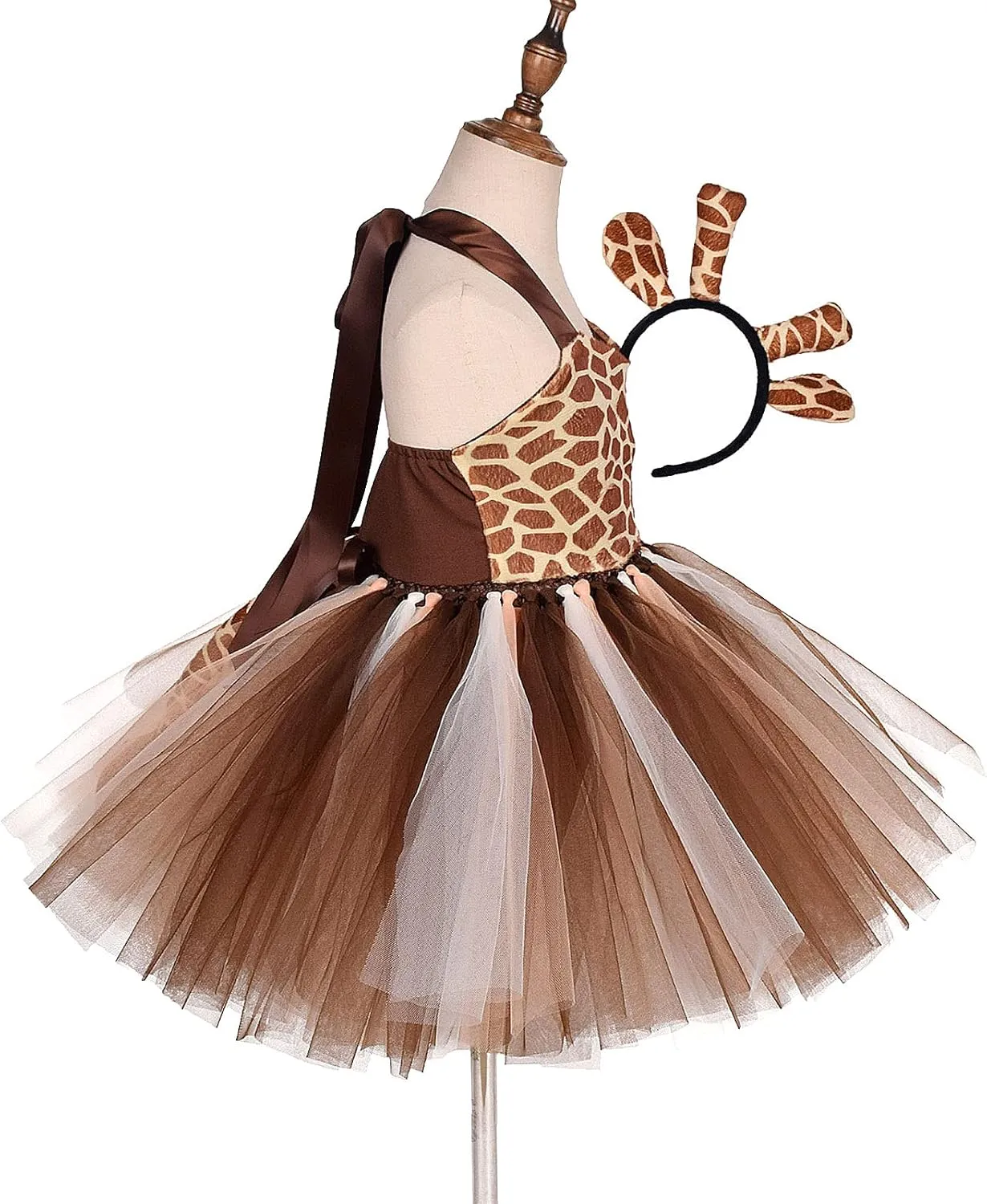 IBTOM CASTLE Prinecss Jungle Animal Costume for Girls Giraffe Cows Tutu Birthday Halloween Dress Up Outfits w/Headband Tails