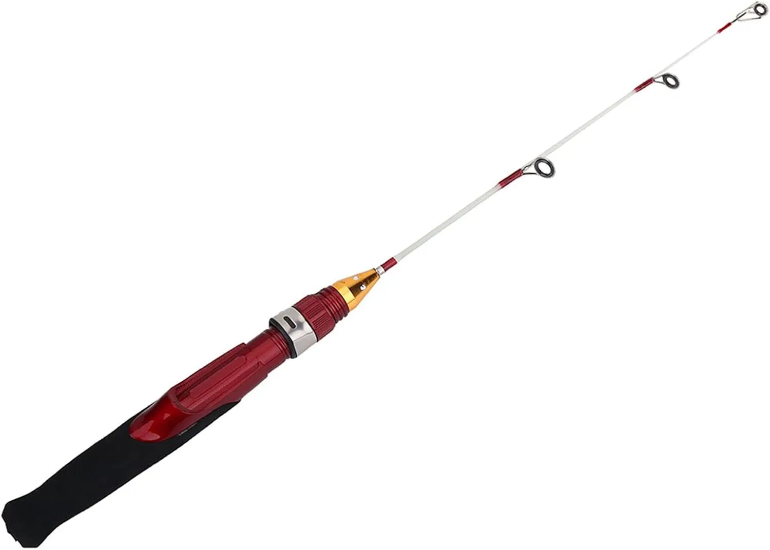 Ice Fishing Rod, 50cm Portable Fiber Glass Fishing Rod Mini 2 Sections Winter Ice Solid Shrimp Rod Pole Rods