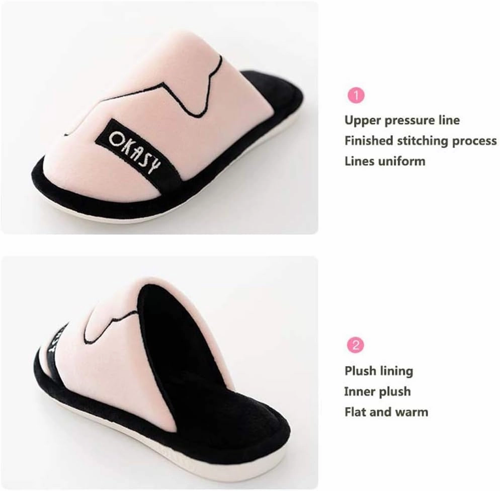 Indoor Cotton Slippers, Men Women Flat Cotton Trailer, Couple Warm Home Slippers Slip Resistant Flooring Word