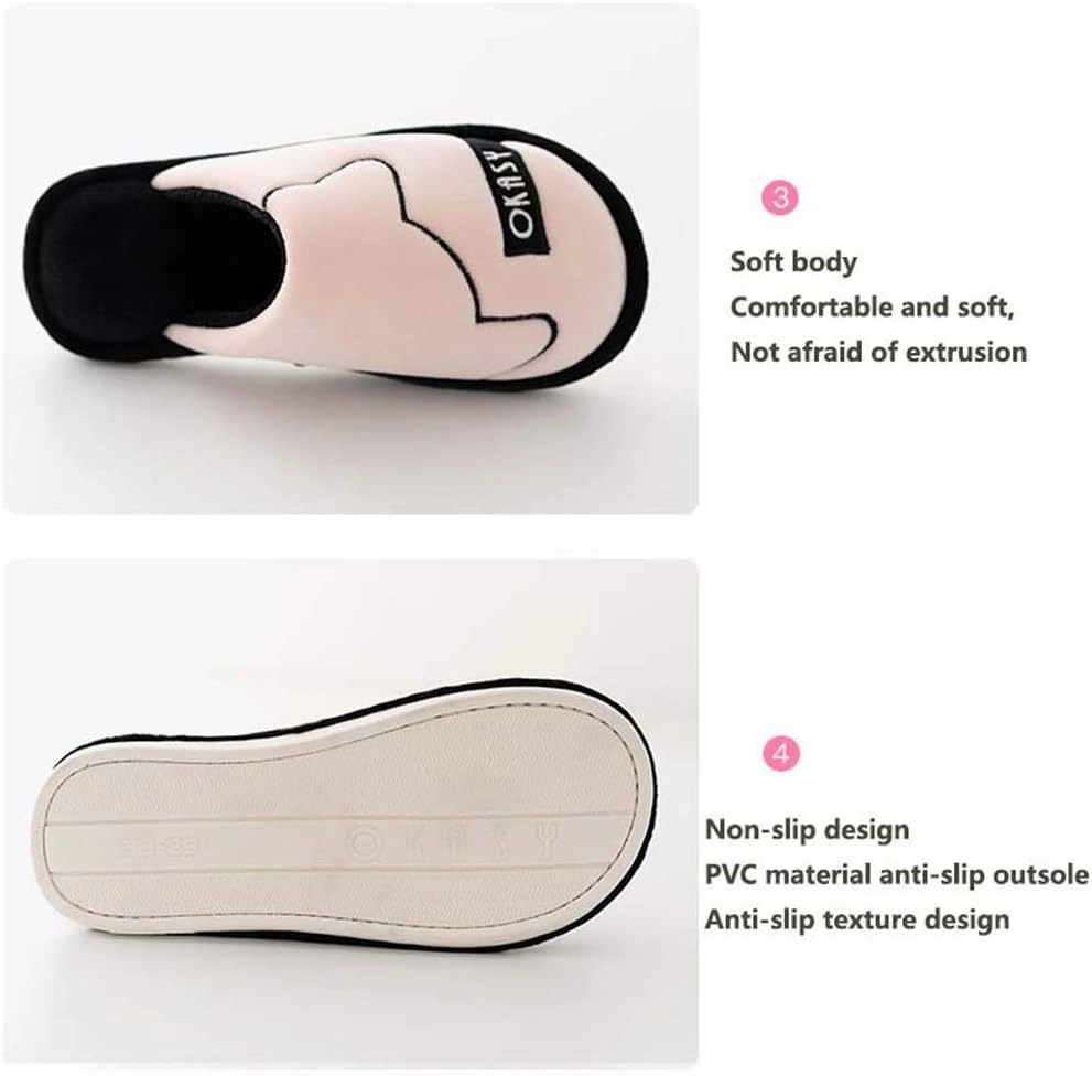Indoor Cotton Slippers, Men Women Flat Cotton Trailer, Couple Warm Home Slippers Slip Resistant Flooring Word
