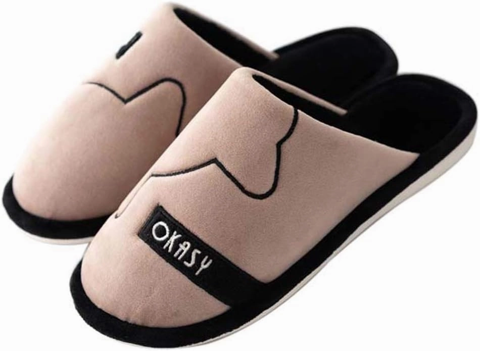 Indoor Cotton Slippers, Men Women Flat Cotton Trailer, Couple Warm Home Slippers Slip Resistant Flooring Word