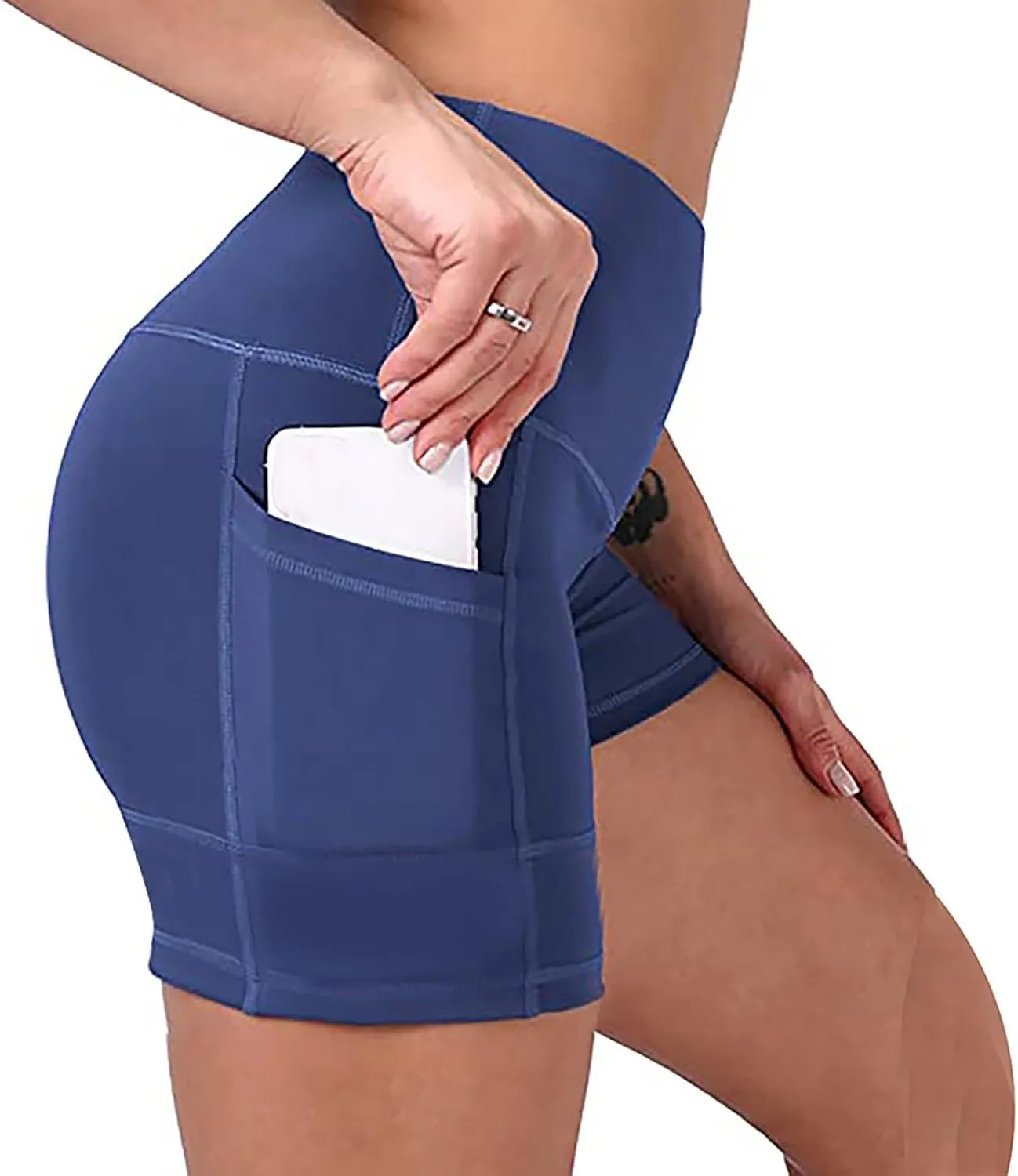 Intensify Workout Shorts for Women Women Butt Lifting Shorts Pockets High Waisted Biker High Waisted Tummy Control