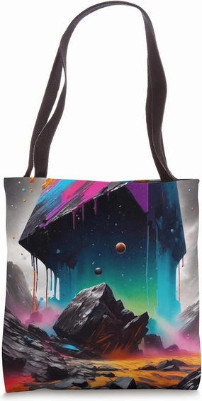 Intergalactic Monolith Space SciFi Psychedelic Graffiti Tote Bag
