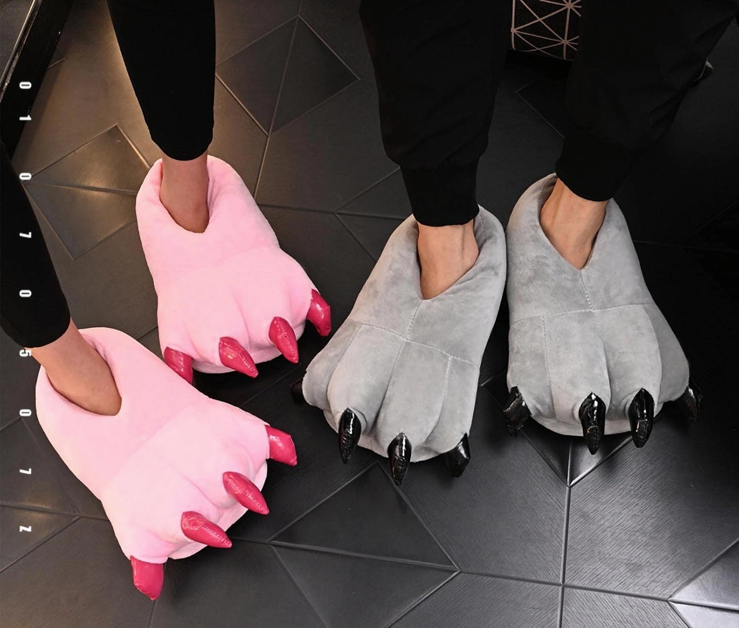 IXITON Unisex Funny Animal Paw slippers Shoes Furry Dinosaur bear Claw Slippers Cartoon plush slippers